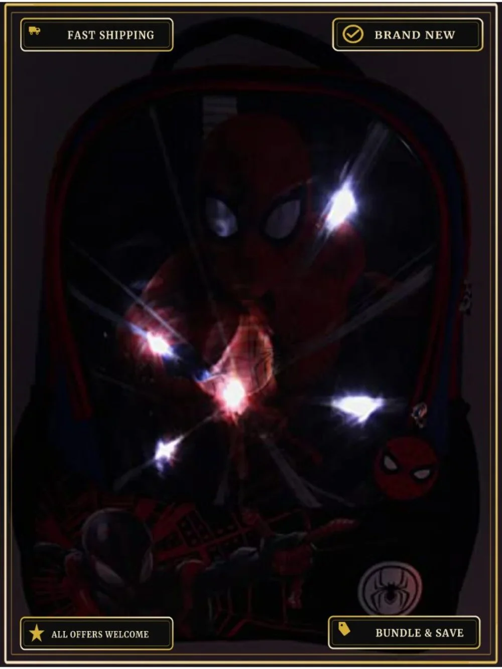 Spiderman Miles Morales Light-Up Web Slinger Travel Backpack Book Bag